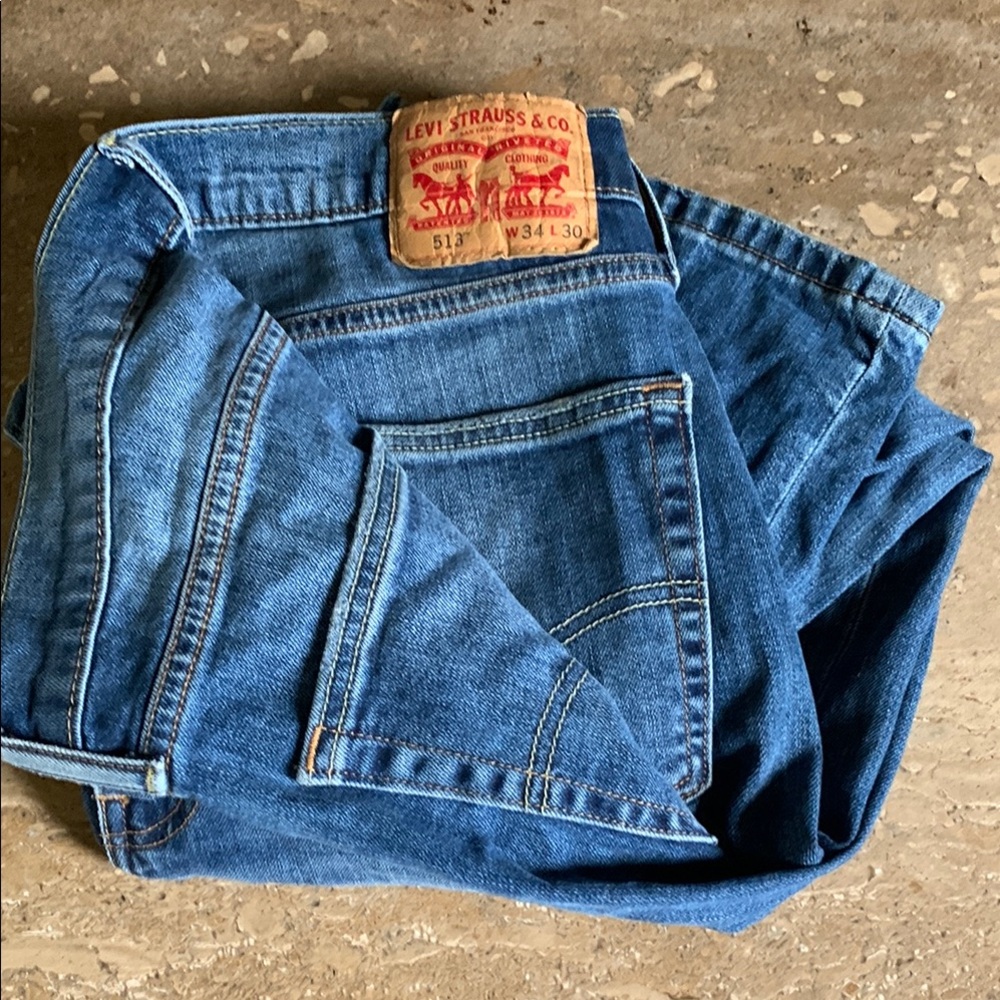 Levi's Blue Slim Straight Jeans 513 34x30